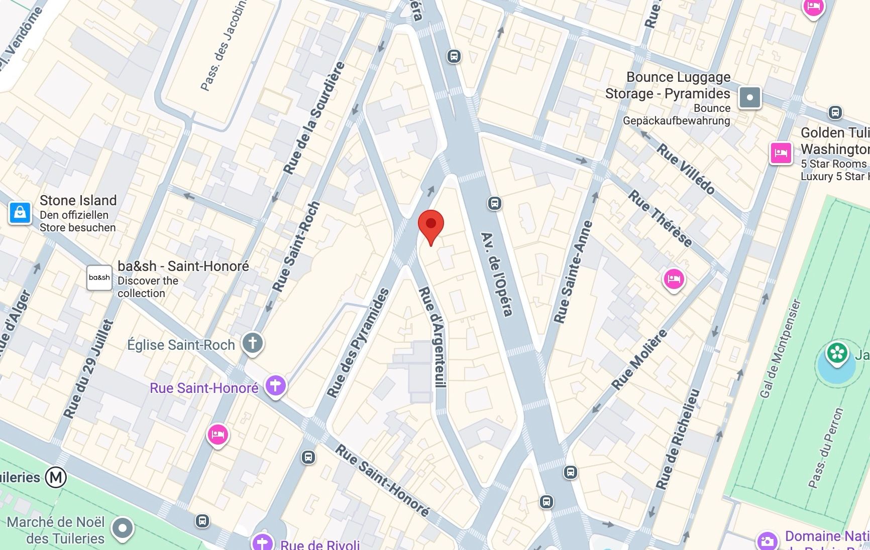 Map of Paris streets near Rue d'Argenteuil.